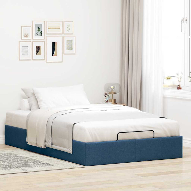 vidaXL Ottomán ágykeret matrac nélkül kék 120x190 cm szövet