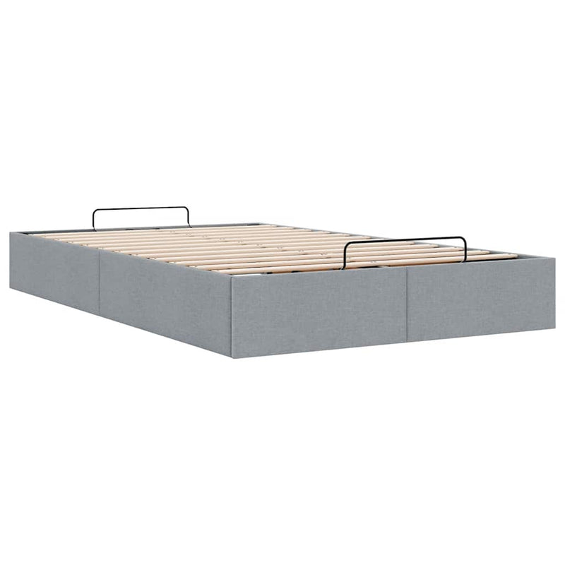 vidaXL Ottomán világosszürke szövet ágykeret matrac nélkül 120x200 cm