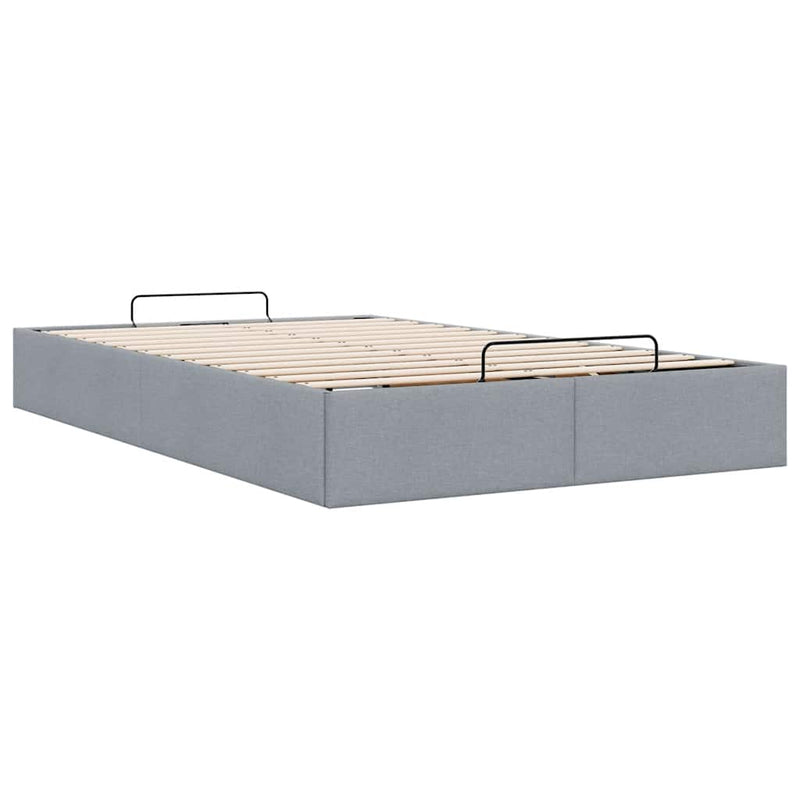 vidaXL Ottomán világosszürke szövet ágykeret matrac nélkül 120x200 cm