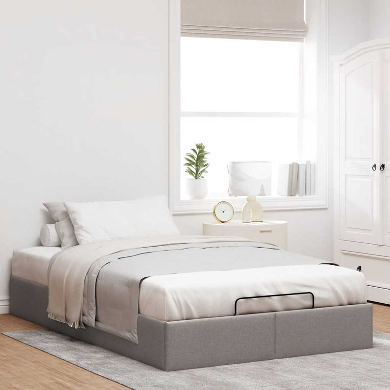 vidaXL Ottomán tópszínű szövet ágykeret matrac nélkül 120x200 cm