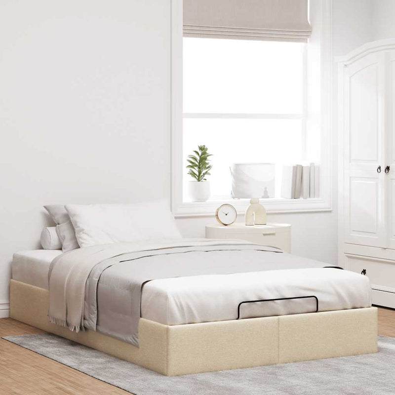 vidaXL Ottomán krémszínű szövet ágykeret matrac nélkül 120x200 cm