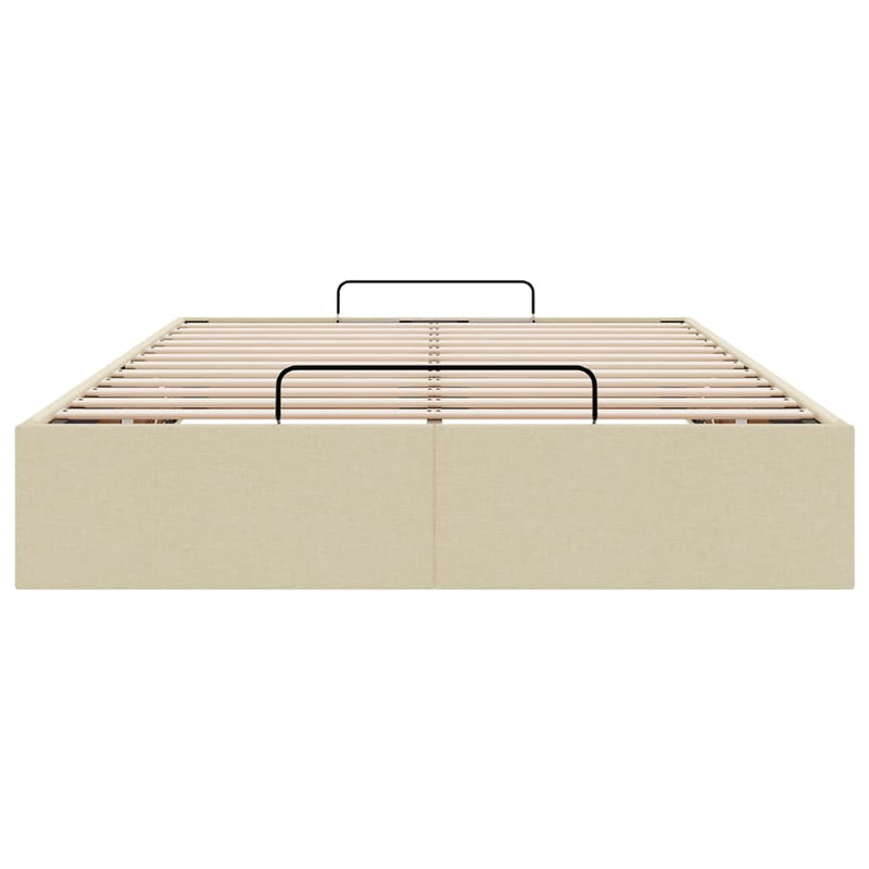 vidaXL Ottomán krémszínű szövet ágykeret matrac nélkül 120x200 cm