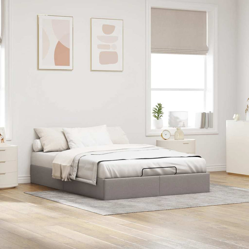 vidaXL Ottomán tópszínű szövet ágykeret matrac nélkül 140 x 190 cm