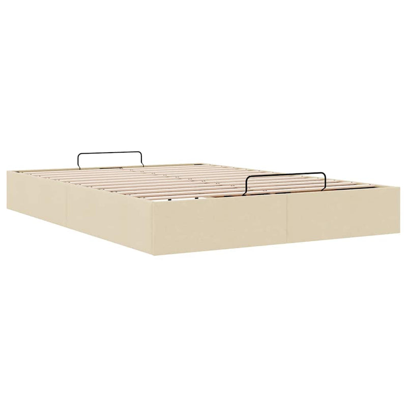 vidaXL Ottomán krémszínű szövet ágykeret matrac nélkül 140 x 190 cm