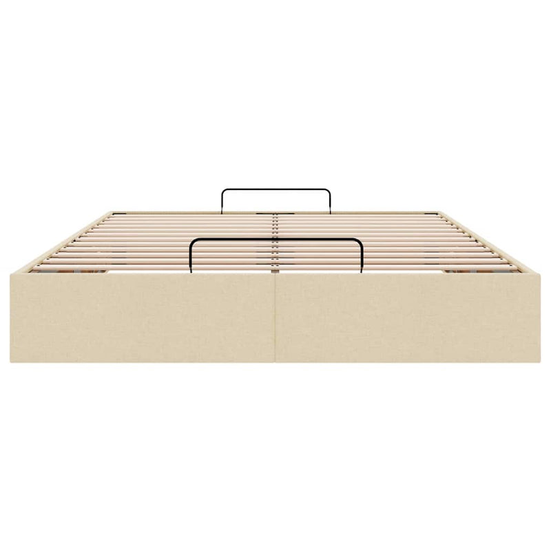vidaXL Ottomán krémszínű szövet ágykeret matrac nélkül 140 x 190 cm