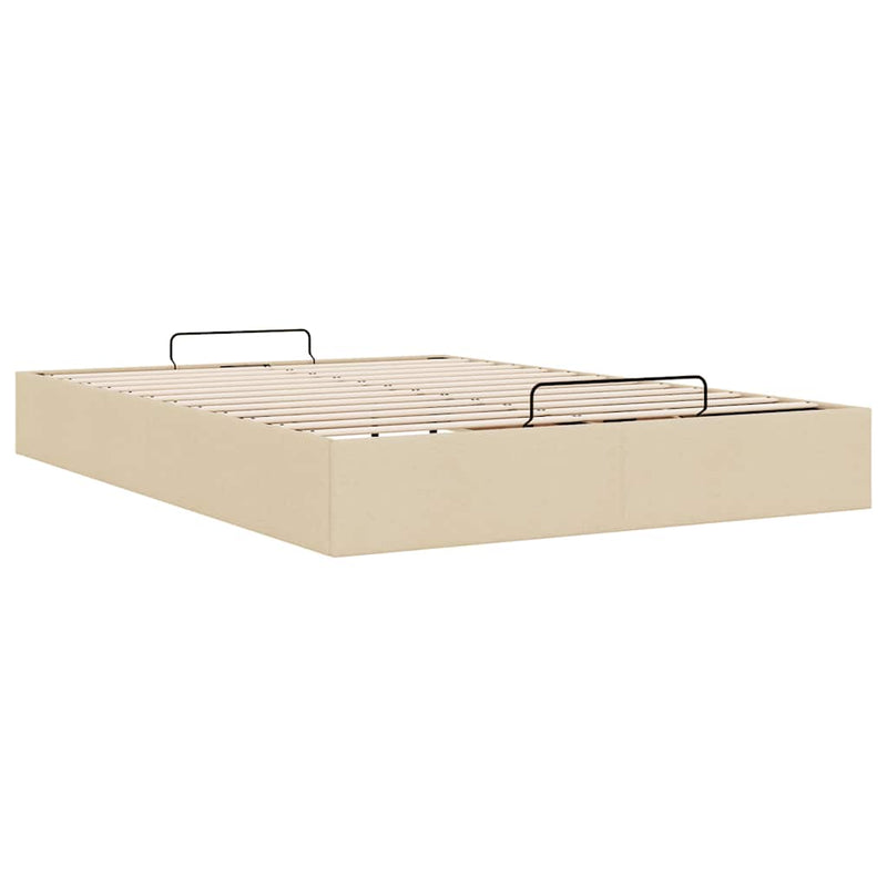 vidaXL Ottomán krémszínű szövet ágykeret matrac nélkül 140 x 190 cm