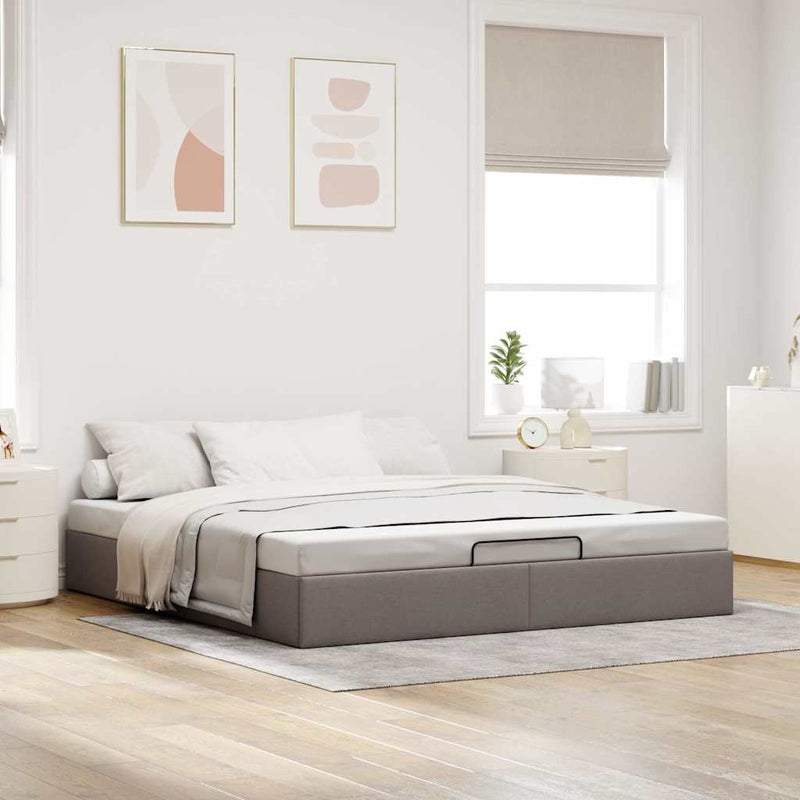 vidaXL Ottomán tópszínű szövet ágykeret matrac nélkül 160 x 200 cm
