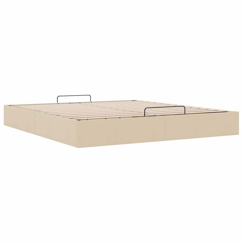 vidaXL Ottomán krémszínű szövet ágykeret matrac nélkül 160 x 200 cm