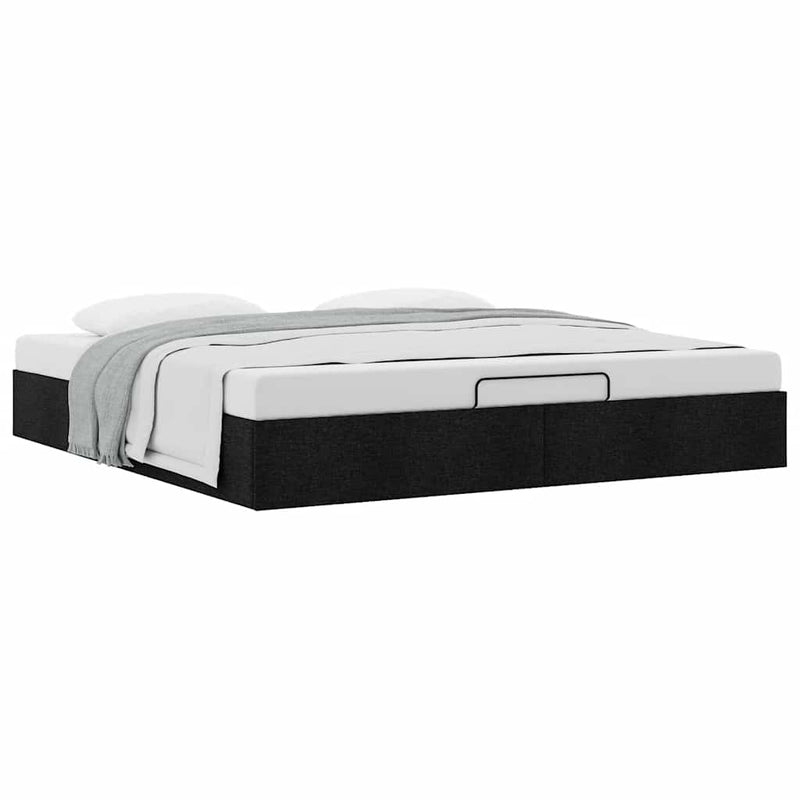 vidaXL Ottomán fekete szövet ágykeret matrac nélkül 200 x 200 cm