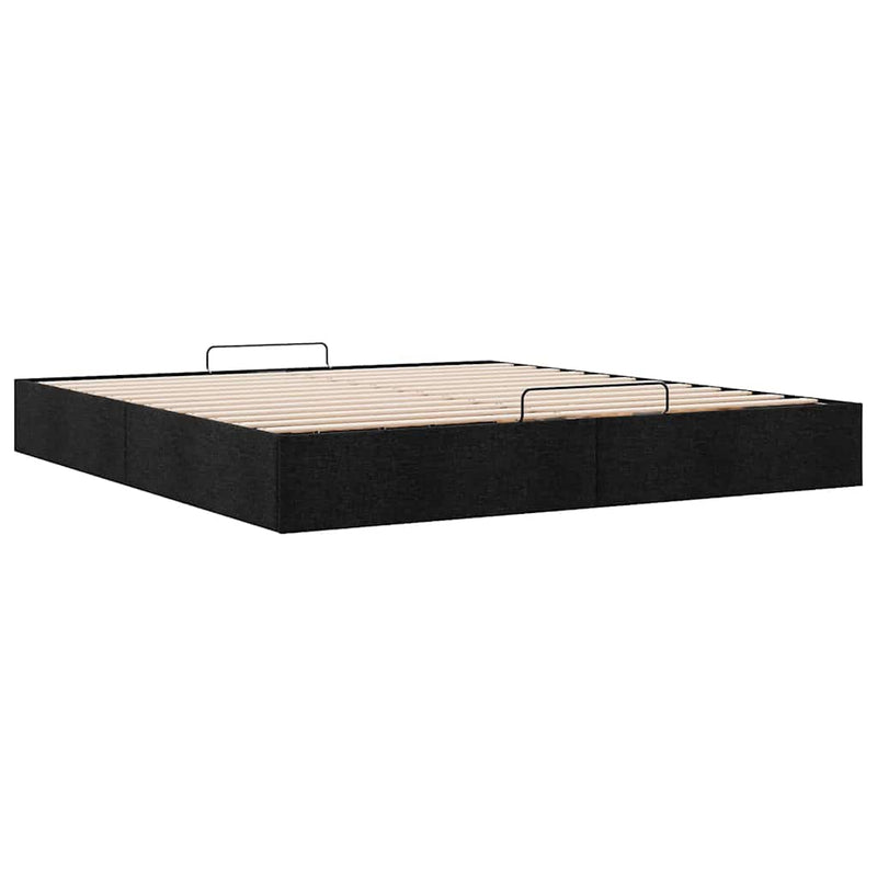 vidaXL Ottomán fekete szövet ágykeret matrac nélkül 200 x 200 cm