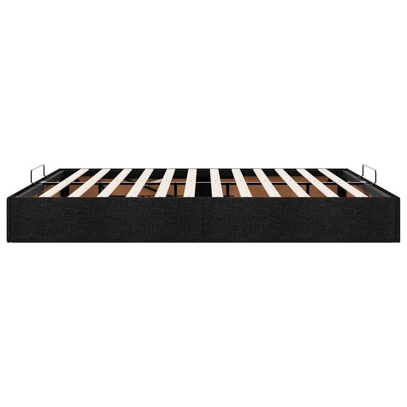 vidaXL Ottomán fekete szövet ágykeret matrac nélkül 200 x 200 cm
