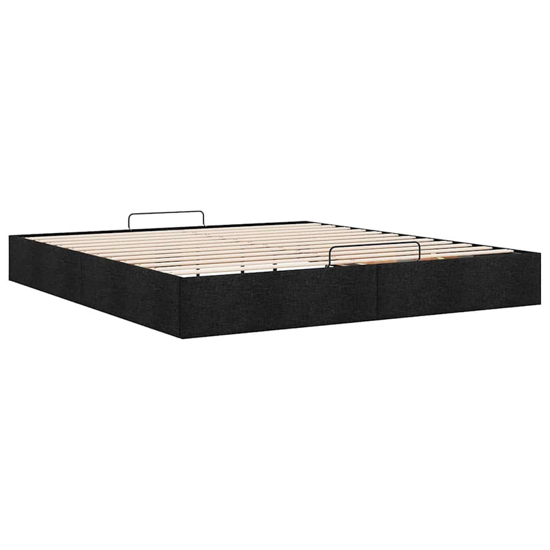 vidaXL Ottomán fekete szövet ágykeret matrac nélkül 200 x 200 cm