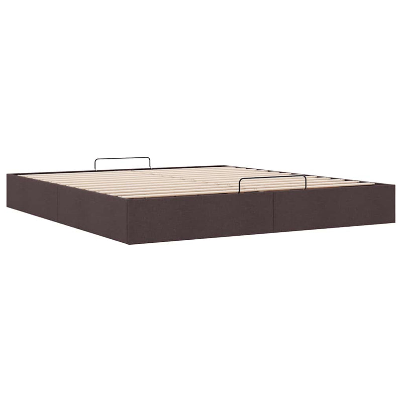 vidaXL Ottomán sötétbarna szövet ágykeret matrac nélkül 200 x 200 cm