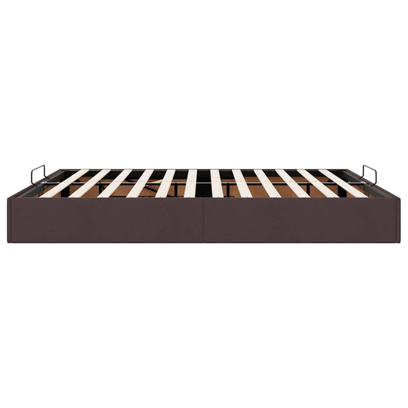 vidaXL Ottomán sötétbarna szövet ágykeret matrac nélkül 200 x 200 cm
