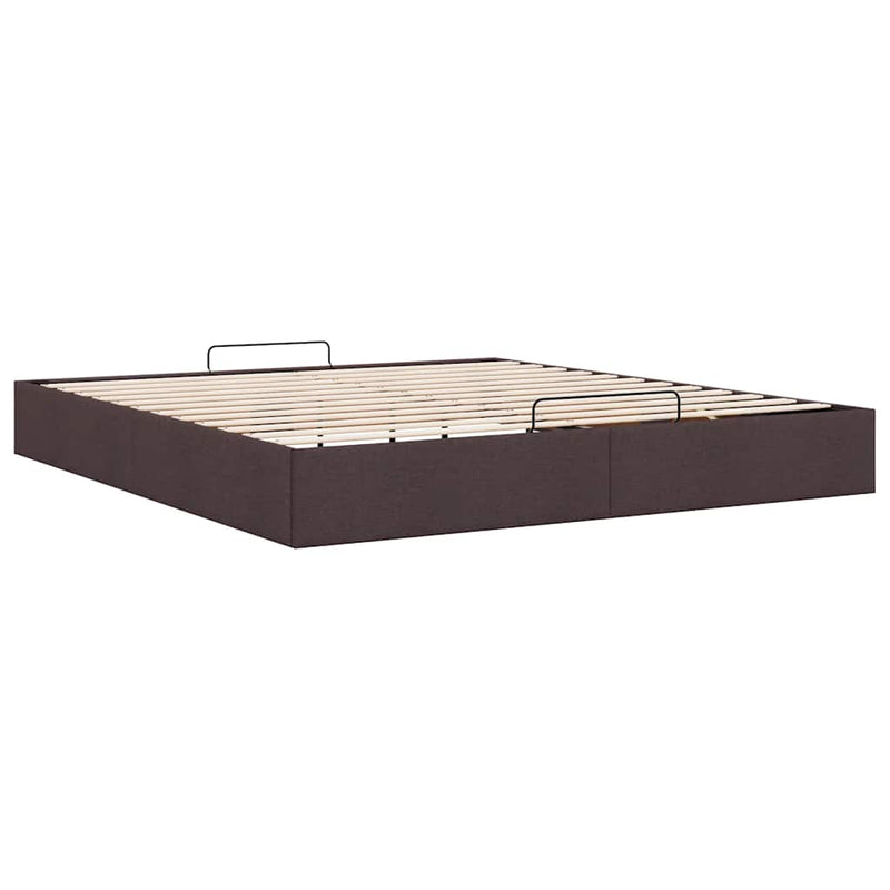 vidaXL Ottomán sötétbarna szövet ágykeret matrac nélkül 200 x 200 cm