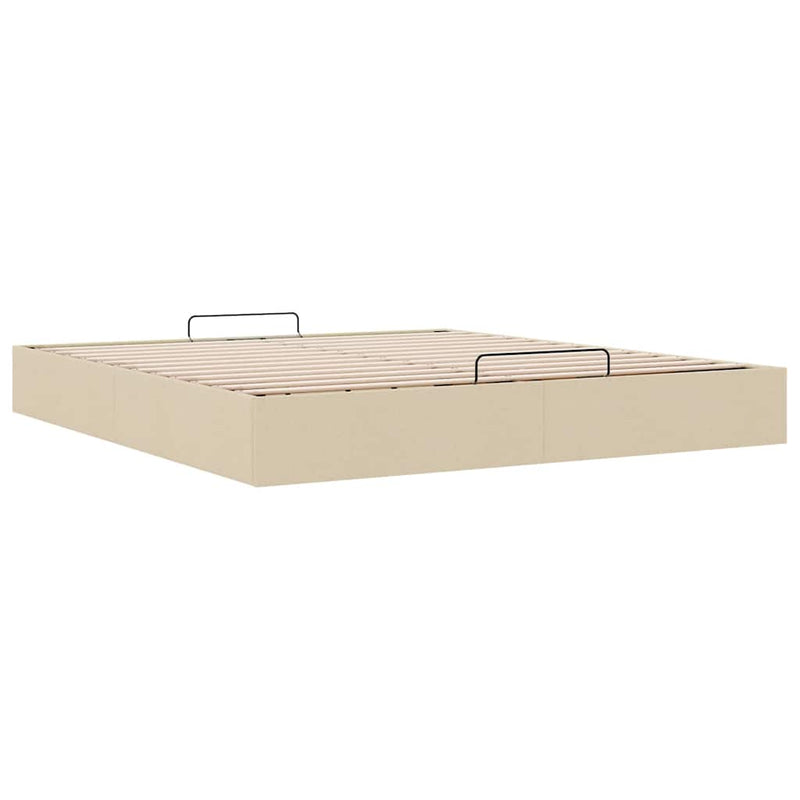vidaXL Ottomán krémszínű szövet ágykeret matrac nélkül 200 x 200 cm
