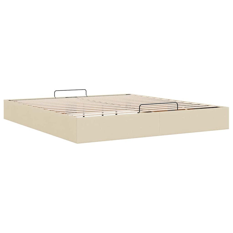 vidaXL Ottomán krémszínű szövet ágykeret matrac nélkül 200 x 200 cm