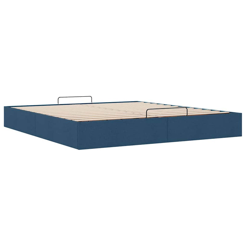 vidaXL Ottomán kék szövet ágykeret matrac nélkül 200 x 200 cm