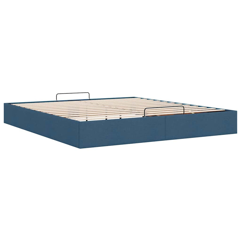 vidaXL Ottomán kék szövet ágykeret matrac nélkül 200 x 200 cm