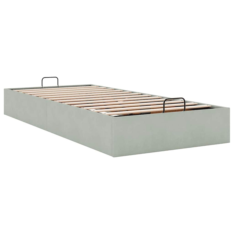 vidaXL Ottomán ágykeret matrac nélkül Világosszürke 80x200 cm bársony