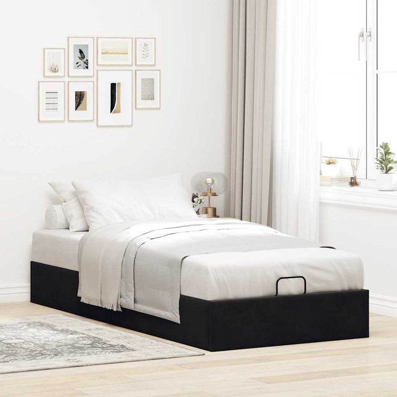 vidaXL Ottomán ágykeret matrac nélkül fekete 80x200 cm bársony