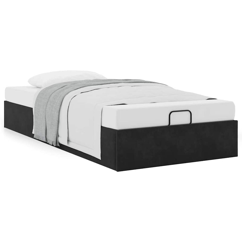 vidaXL Ottomán ágykeret matrac nélkül fekete 80x200 cm bársony
