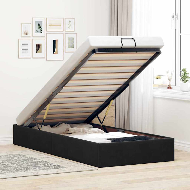 vidaXL Ottomán ágykeret matrac nélkül fekete 80x200 cm bársony