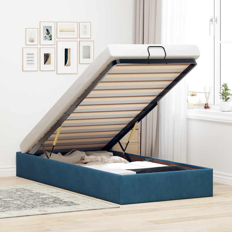 vidaXL Ottomán ágykeret matrac nélkül Sötétkék 80x200 cm bársony