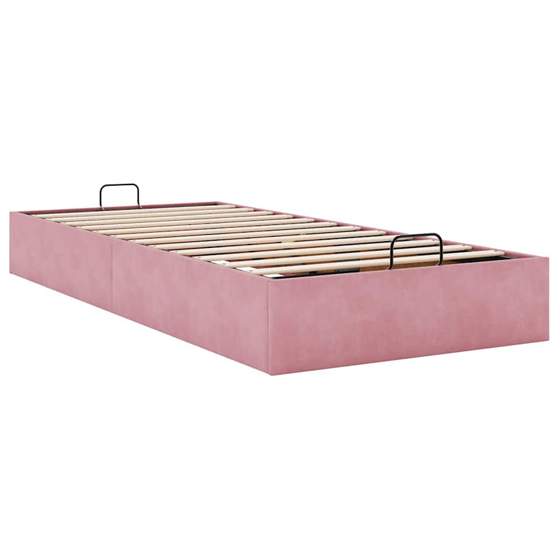 vidaXL Ottomán ágykeret matrac nélkül rózsaszín 80x200 cm bársony