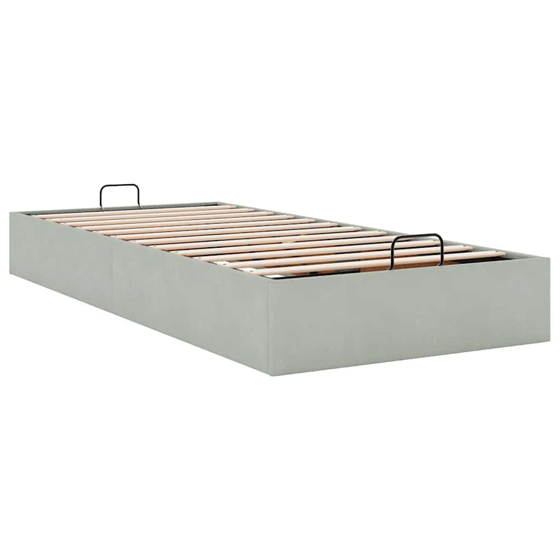 vidaXL Ottomán ágykeret matrac nélkül Világosszürke 90x190 cm bársony