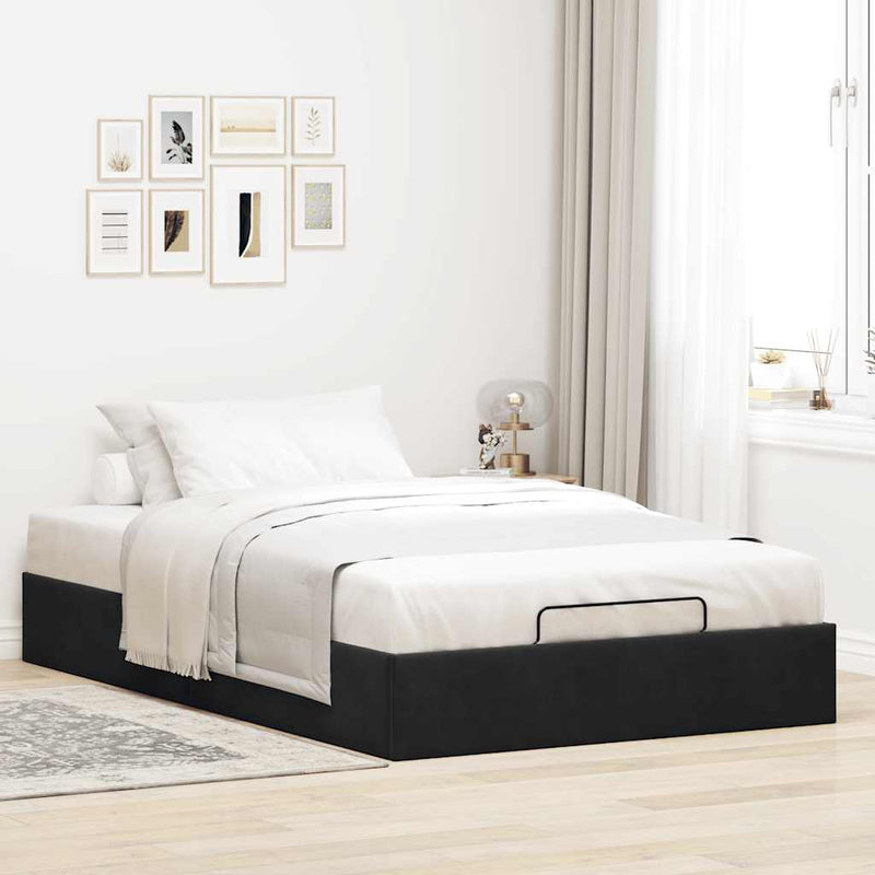 vidaXL Ottomán ágykeret matrac nélkül fekete 120x190 cm bársony
