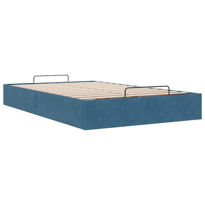 vidaXL Ottomán ágykeret matrac nélkül sötétkék 120x190 cm bársony