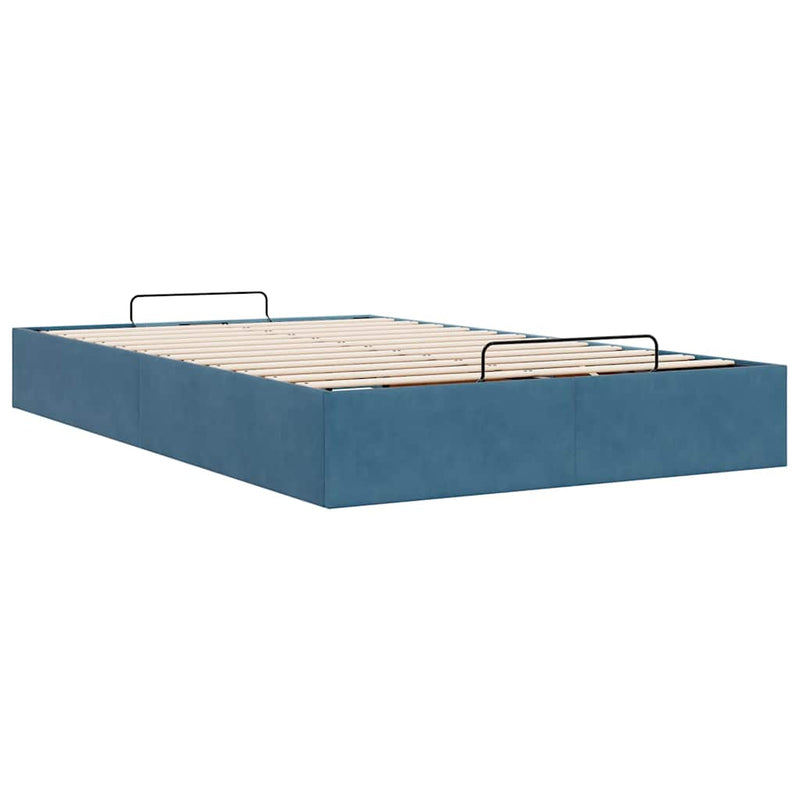 vidaXL Ottomán ágykeret matrac nélkül sötétkék 120x190 cm bársony