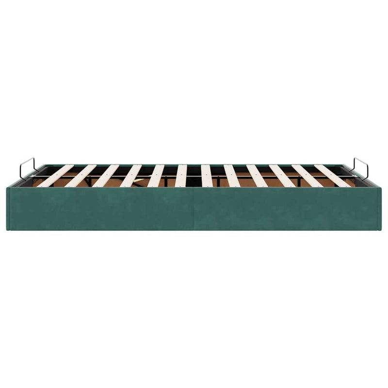vidaXL Ottomán ágykeret matrac nélkül sötétzöld 120x200 cm bársony