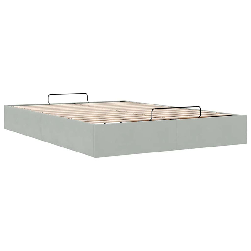 vidaXL Ottomán ágykeret matrac nélkül Világosszürke 140x190 cm bársony
