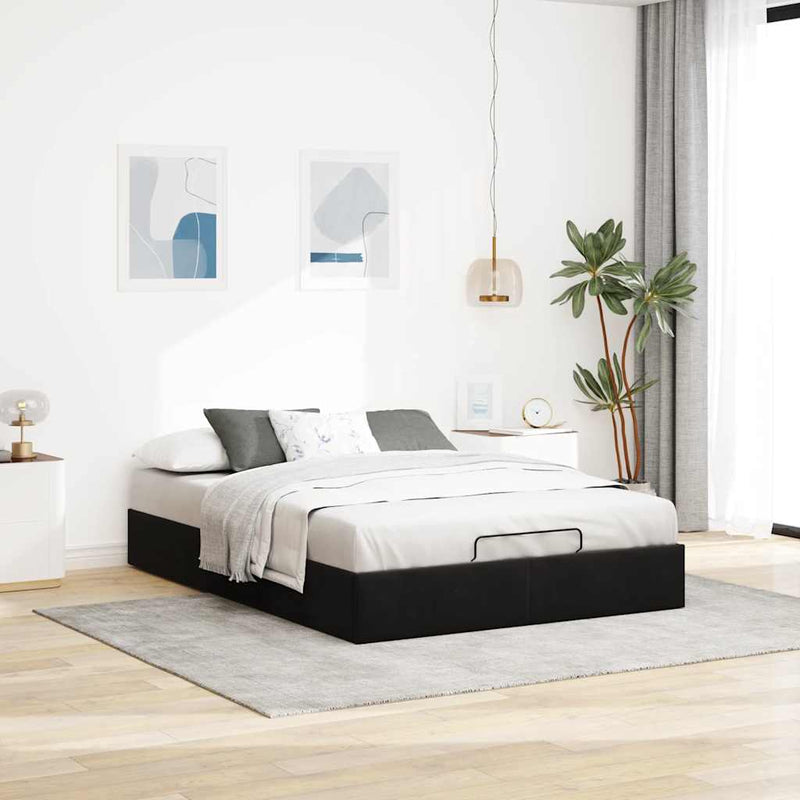 vidaXL Ottomán ágykeret matrac nélkül fekete 140x200 cm bársony