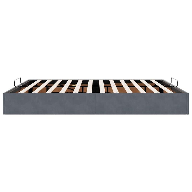 vidaXL Ottomán ágykeret matrac nélkül sötétszürke 180x200 cm bársony
