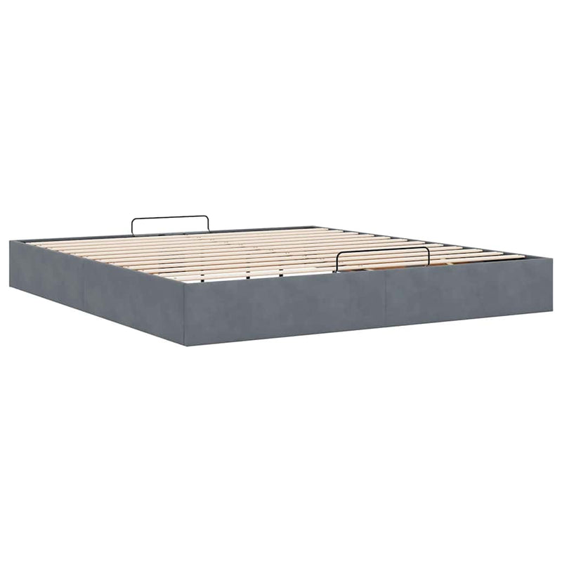 vidaXL Ottomán ágykeret matrac nélkül sötétszürke 180x200 cm bársony