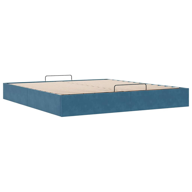 vidaXL Ottomán ágykeret matrac nélkül sötétkék 180x200 cm bársony