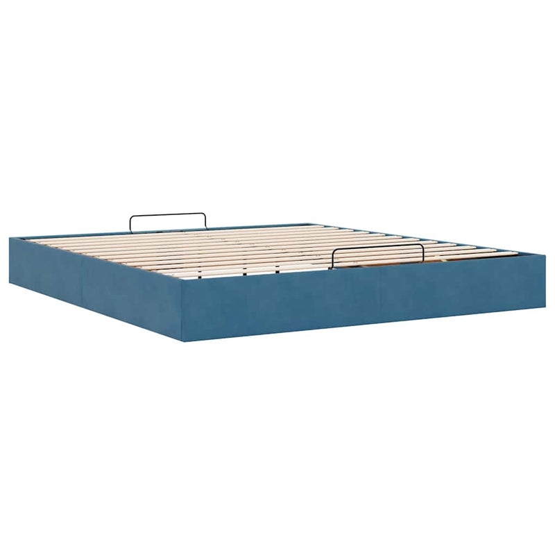 vidaXL Ottomán ágykeret matrac nélkül sötétkék 180x200 cm bársony