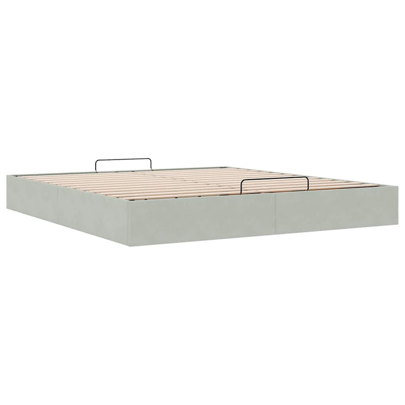 vidaXL Ottomán ágykeret matrac nélkül világosszürke 200x200 cm bársony