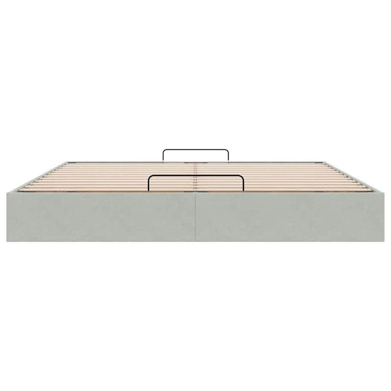vidaXL Ottomán ágykeret matrac nélkül világosszürke 200x200 cm bársony