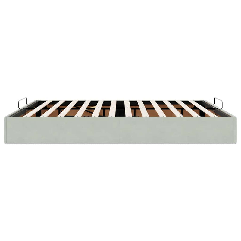 vidaXL Ottomán ágykeret matrac nélkül világosszürke 200x200 cm bársony
