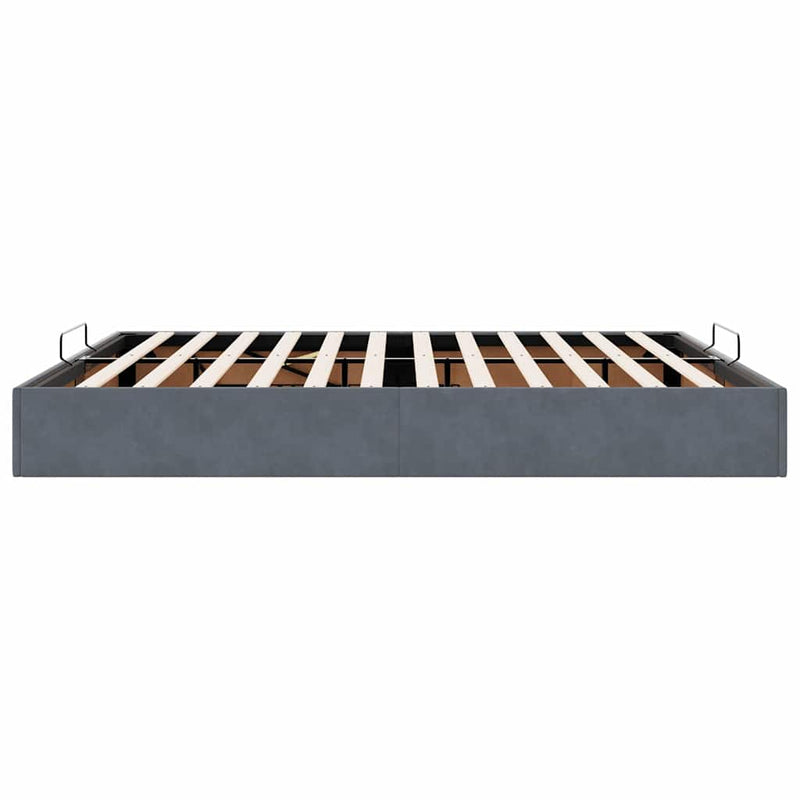 vidaXL Ottomán ágykeret matrac nélkül sötétszürke 200x200 cm bársony