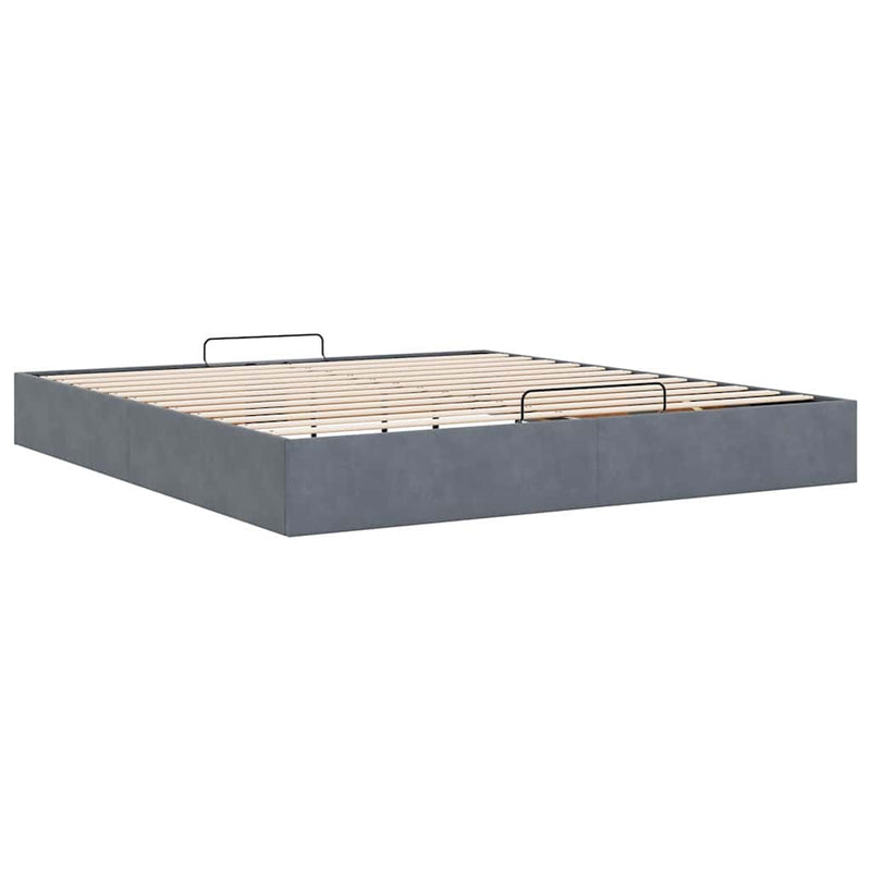 vidaXL Ottomán ágykeret matrac nélkül sötétszürke 200x200 cm bársony