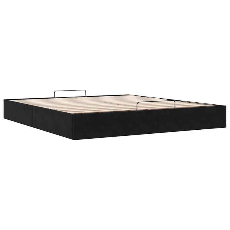 vidaXL Ottomán ágykeret matrac nélkül fekete 200x200 cm bársony