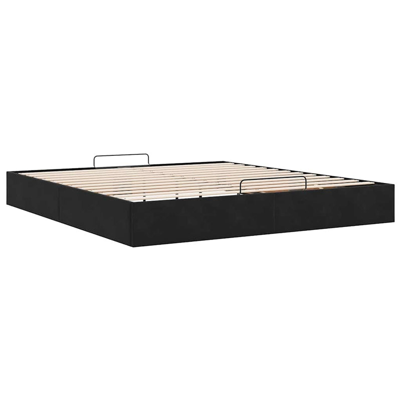 vidaXL Ottomán ágykeret matrac nélkül fekete 200x200 cm bársony
