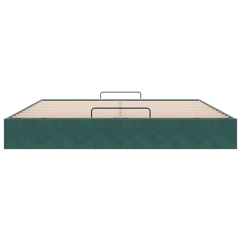 vidaXL Ottomán ágykeret matrac nélkül sötétzöld 200x200 cm bársony