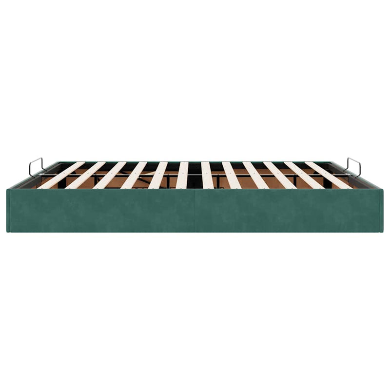 vidaXL Ottomán ágykeret matrac nélkül sötétzöld 200x200 cm bársony