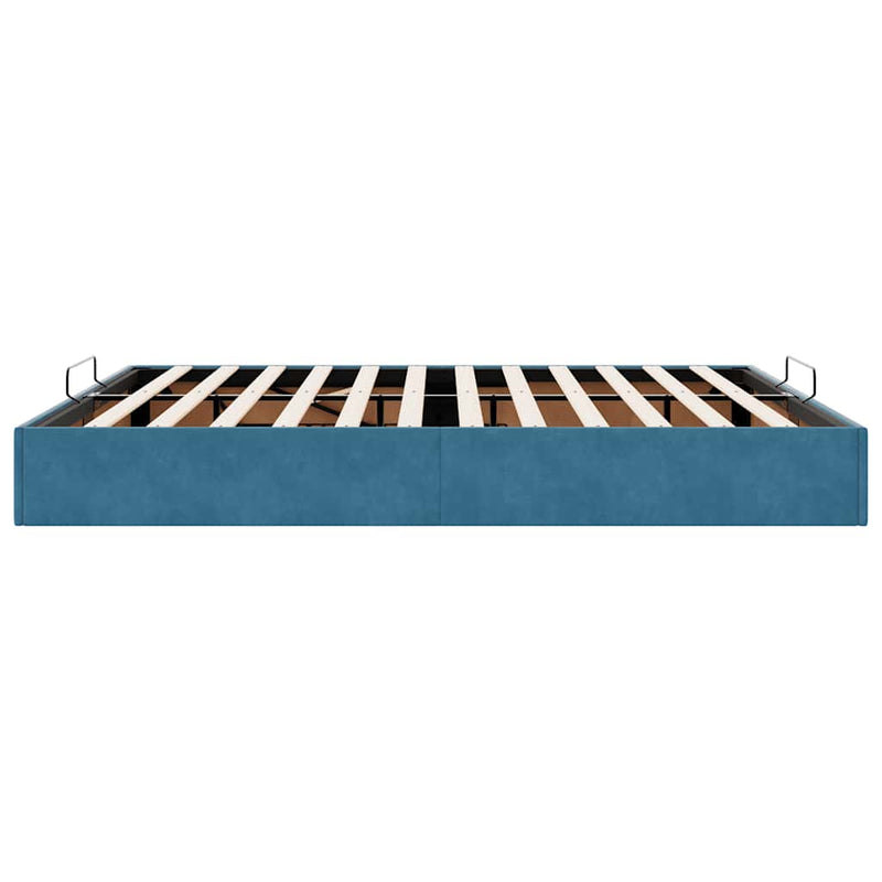 vidaXL Ottomán ágykeret matrac nélkül sötétkék 200x200 cm bársony
